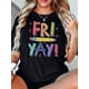 thumbnail image 1 of 1pc Women'S Casual Crew Neck T-Shirt with Colorful "FRI YAY!" Pencil Print, Geometric Pattern, Cotton 100%, Medium Stretch, All-Season Comfort Fit, 1 of 6