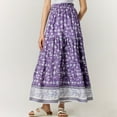 thumbnail image 5 of Womens Maxi Skirt 2025 Casual Flowy Elastic High Waist Long Skirts with Pockets Summer Beach Style Purple S, 5 of 7