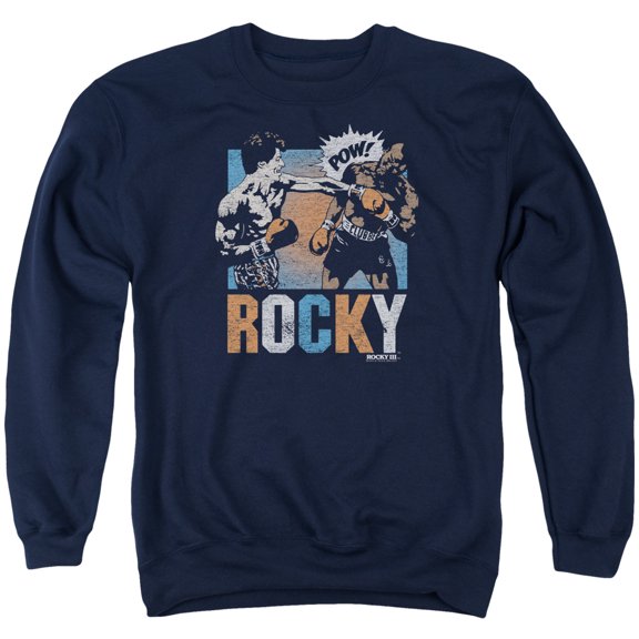 Rocky Rocky Pow Adult Crewneck Sweatshirt Navy