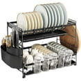thumbnail image 1 of Dish Rack 2-Layer Stainless Steel Large Plate Rack with 2 Draining Board Cutlery Rack Dish Drainer Kitchen Counter Cup Rack Kitchen Dryer, 1 of 6