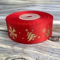 thumbnail image 2 of 22 Meters Christmas Ribbon Satin Ribbons Printed with Gold Christmas Tree Snowman Snowflakes,, 2 of 5