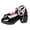 Black, variant on Pink Womens Fashionable Casual Solid Color Pearl Style Mary Jane Waterproof Platform Womens Straight Buckle Strap Thick Heel High Heels Size 37 Eu 37 Uk 4 Us 6 Foot Length 23.5Cm 9.25In