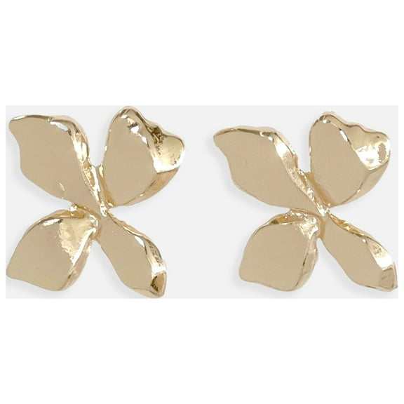 sanctuaire Statement Flower Stud Earrings Gold