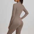 thumbnail image 6 of JFGHDG Women's 2 Piece Activewear Set, Zip-Up Long Sleeve Jacket & High Waist Flare Leggings for Yoga and Casual Wear Khaki XL, 6 of 8