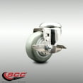 thumbnail image 2 of 3.5 Inch 316SS Gray Polyurethane Wheel Swivel Bolt Hole Caster with Brake SCC, 2 of 2