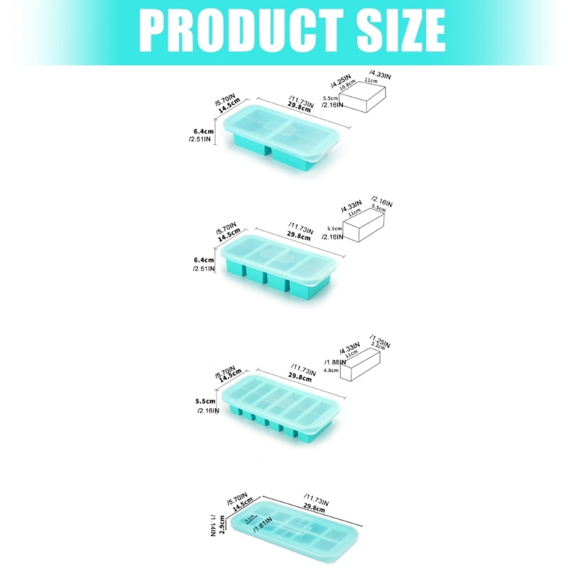 1pc Efficient Silicone Ice Cubes Tray And Food Container Set Leak Proof Cover Ice Block Maker For Freezers Organization