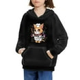 thumbnail image 3 of Xoenoiee Kids Hoodies Long Sleeve Sweater Splatter Cartoon Cat Chef Print Hooded Sweatshirt with Front Kangaroo Pocket Fall Winter Sportwear for Walking Hiking Jogging, L, 3 of 7
