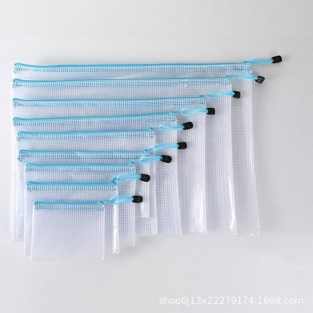 Bolsa de documentos transparente A4, bolsa de malla con cremallera, bolsa gruesa impermeable para tareas de estudiantes, bolsa para billetes A5