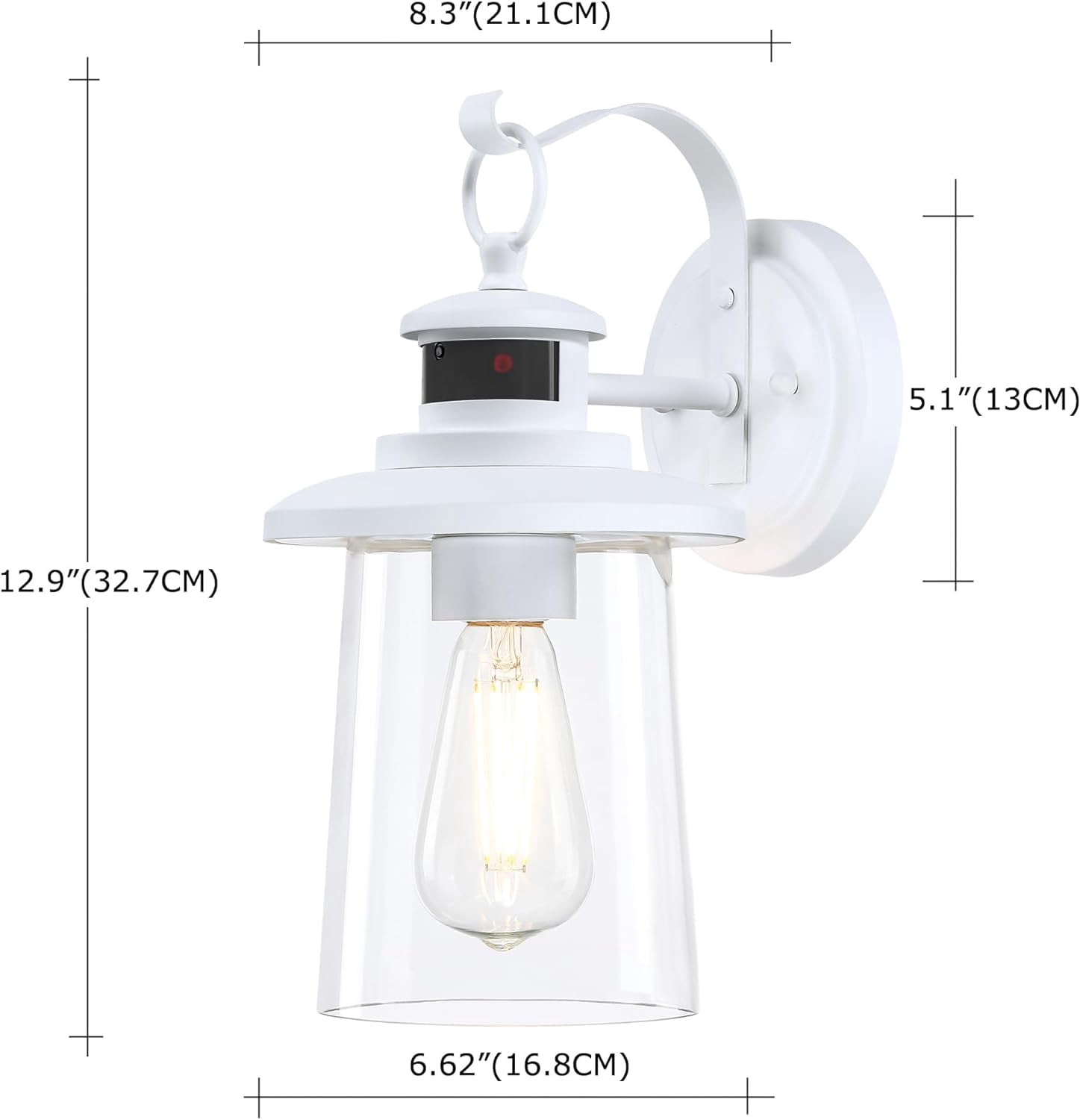 Revtronic Motion Sensor Outdoor Wall Lantern, Modern Dusk to Dawn Porch Wall Lighting Sconce, Matte White