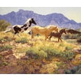 thumbnail image 2 of Goldrick, Claire 14x12 Black Ornate Wood Framed with Double Matting Museum Art Print Titled - Horses at Big Wash, 2 of 4