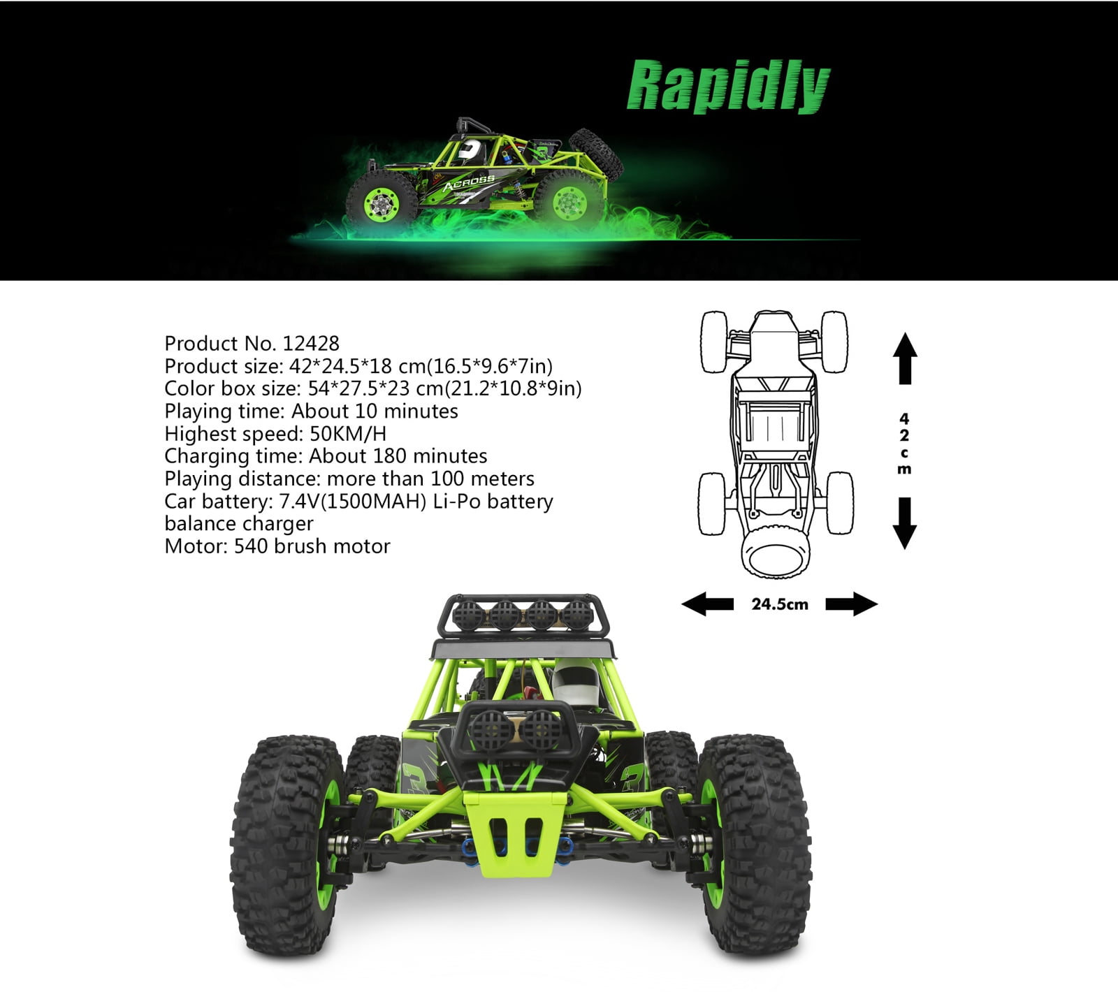 RC Cars Crawlers 1/12 Scale 2.4G 4WD High Speed Electric All Terrain Off-Road Rock Climbing  wltoys Buggy RTR for Kids and Adults