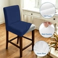 thumbnail image 4 of Navy Blue Bar Stool Cover Set of 2, Farmhouse Solid Navy Blue Color Modern Art Stretch Bar Chair Cover, Removable Washable Pub Counter Stool Chair Slipcover for Kitchen Dining Room Pub Cafe, 4 of 9