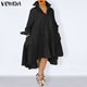 thumbnail image 1 of Loose Dress Women Casual Lapel Neck Dress Women Bohemian Sundress VONDA 2023 Vestidos Elegant Sundress Robe FemmeXXL&China Gao Jinjia LED, 1 of 2