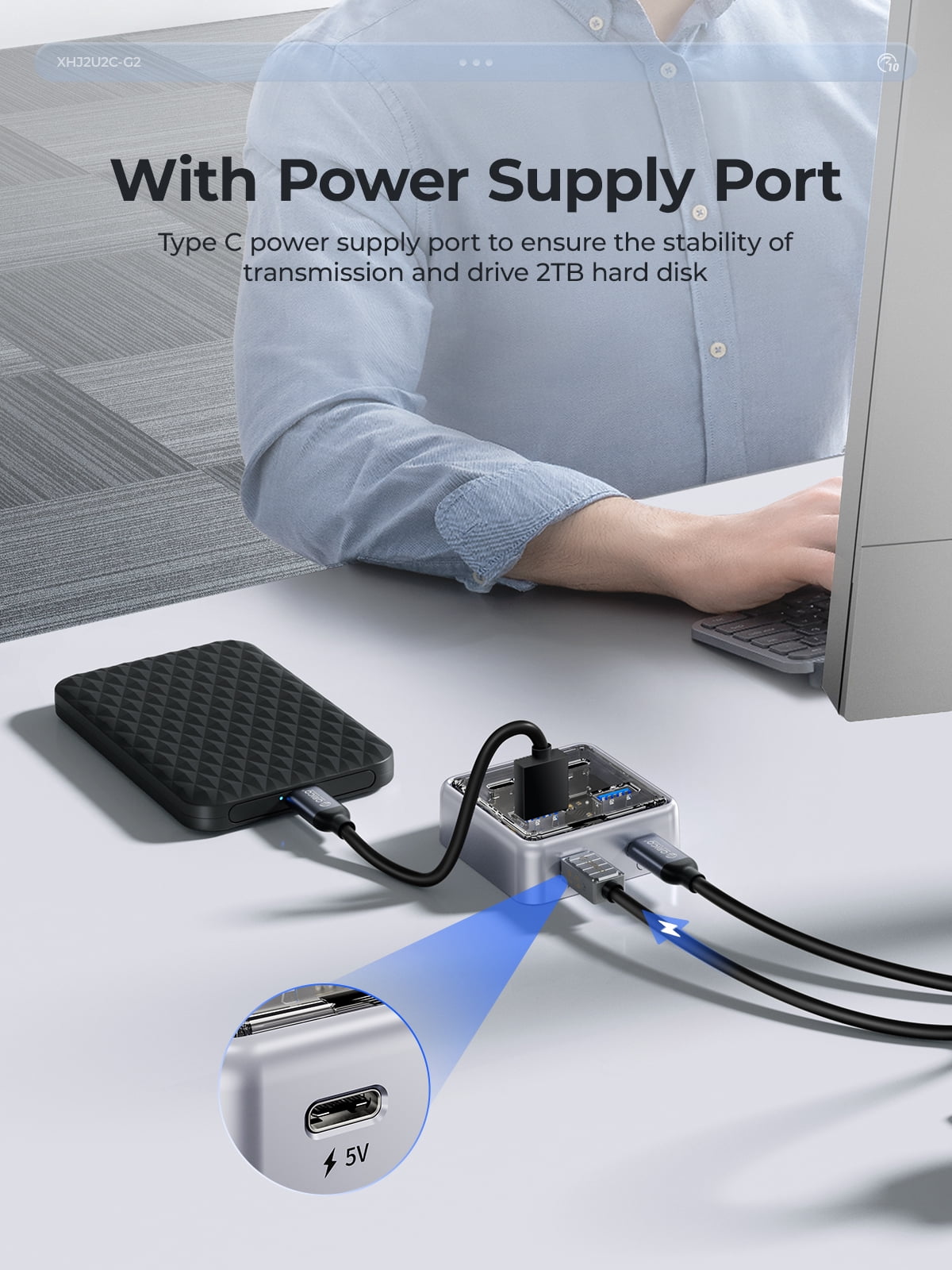 ORICO USB Hub 5Gbps with 4 USB A Ports, USB 3.0 Gen 1 Hub with 3.28ft USB C to A Cable for iMac, All MacBooks, Mac Mini (Zinc Alloy Version)