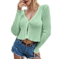 thumbnail image 2 of Cropped Cardigan Sweaters for Women 2025 Long Sleeve V Neck Button Open Front Knit Sweater Cardigan Bolero Tops, 2 of 5