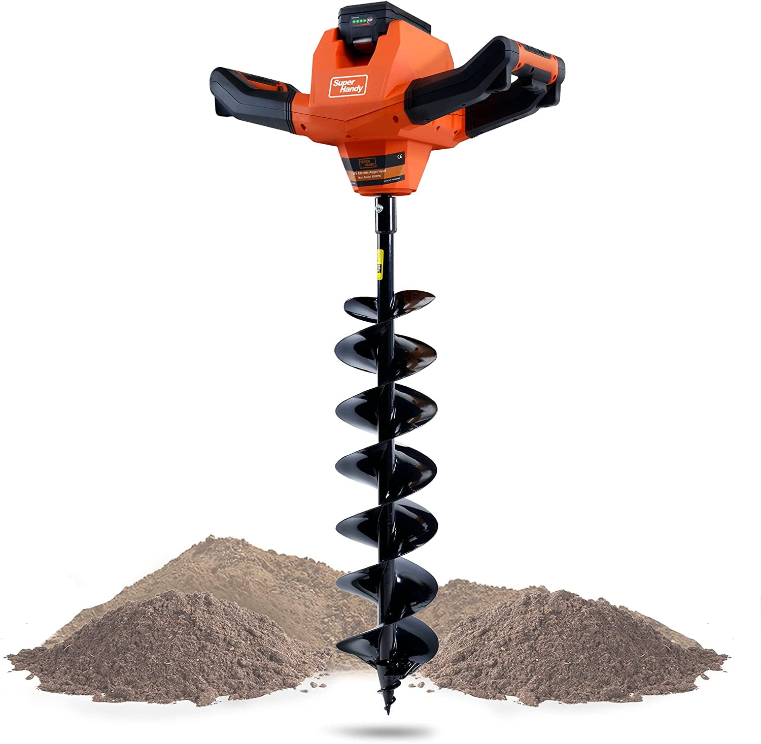 Earth Auger 52cc 2.3HP Gas Powered Post Hole Digger Gas Auger Bit Heavy Duty Electric Borer Fence Ground Drill for Earth Burrowing Drilling Post Hole Digging w/3 Drills 52cc 