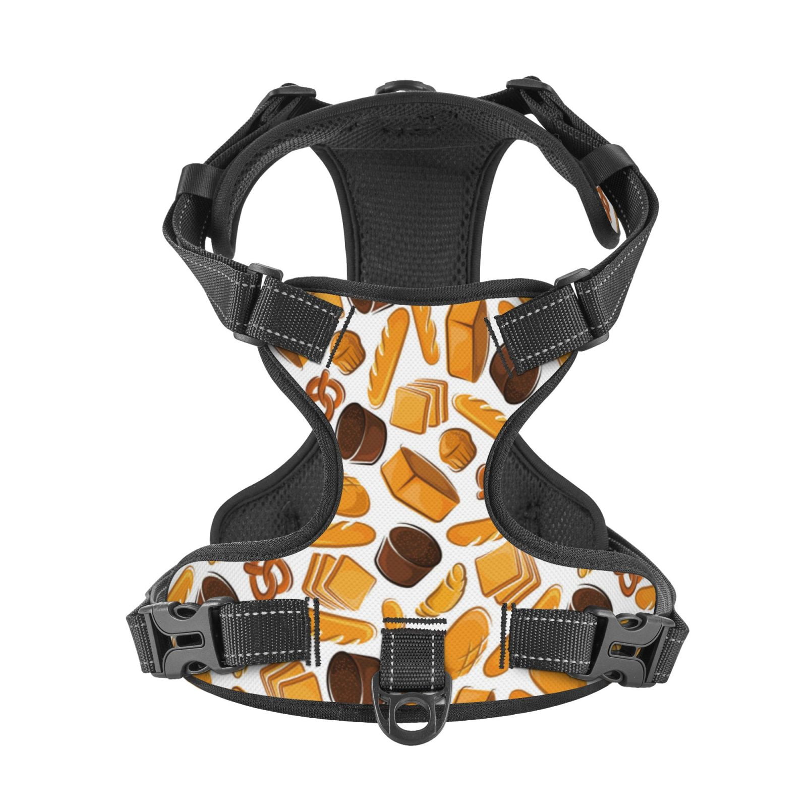 Kdxio Coffee Bun Hot Dog Print No Pull Dog Harness Adjustable Reflective Oxford Easy Control Medium Large Dog Harness for Training and Everyday-Small