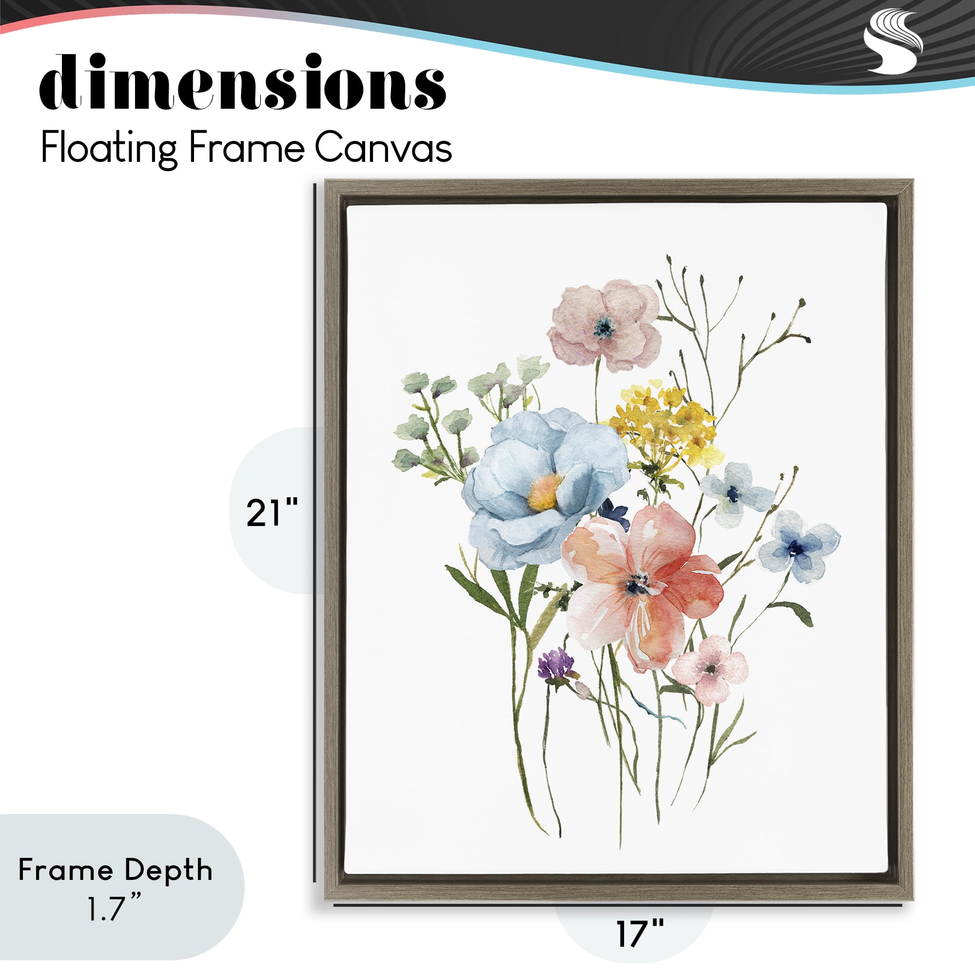 Stupell Industries Spring Meadow Wild Flowers Brown Framed Floater Canvas Wall Art, design by Livi Finn