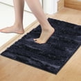 thumbnail image 2 of Unique Bargains Striped Bathroom Mat Soft Fluffy Chenille Baths Rugs Dark Blue 16" x 24", 2 of 7