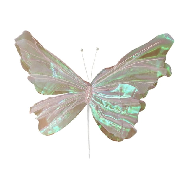Colorful Mesh Butterfly Outdoor Decoration Polyester 3D Butterfly Shape For Wedding Birthday Party Garden Courtyard Decor 19.69 X 8.66 Inches Multicolor