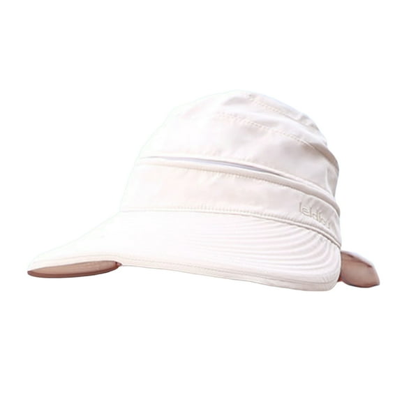 Foldable Sun Hat Visor 2-Style Wide Brim UV Protection Sun Visor Hat (Beige)