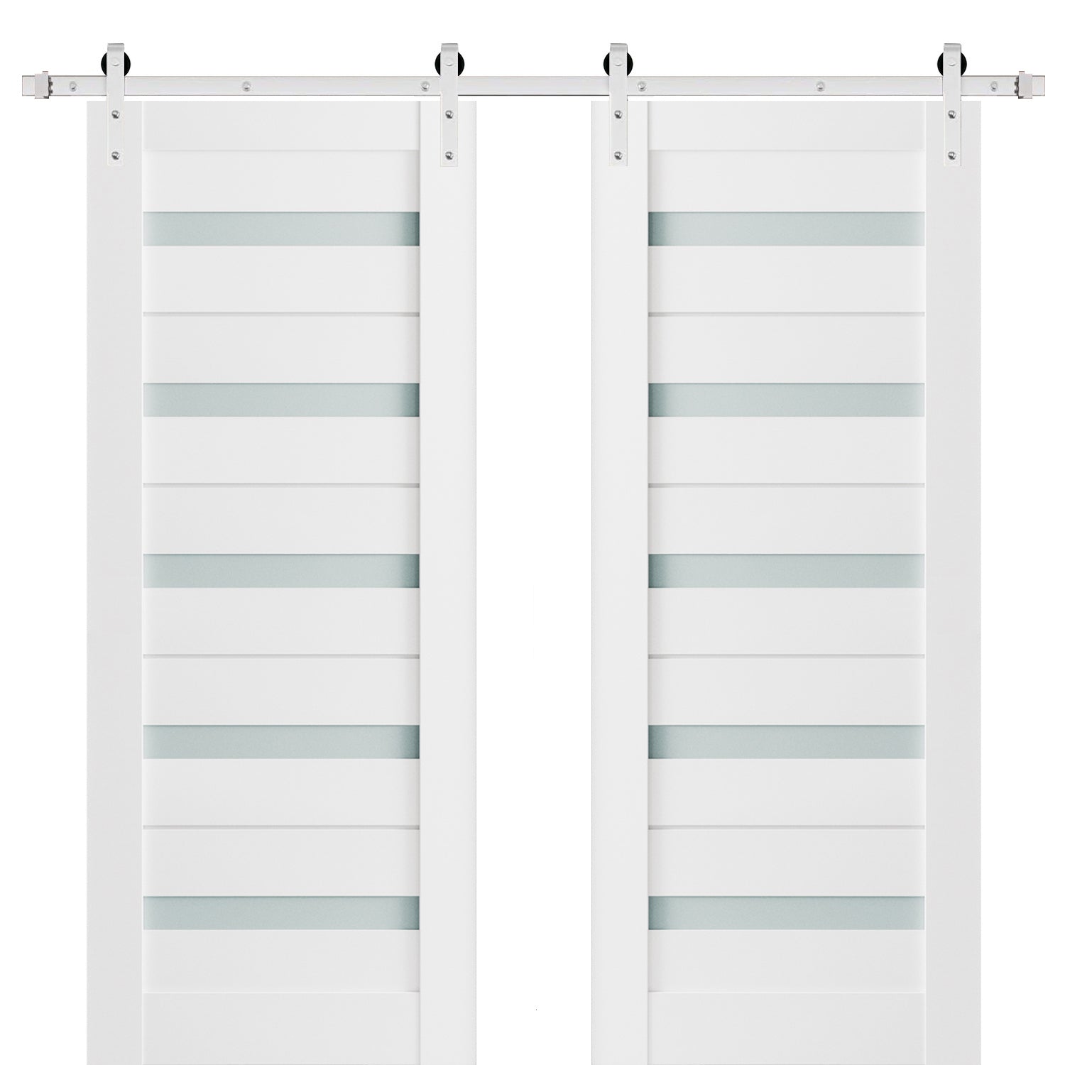 EightDoors 84 x 36 x 1-3/8 3-Lite Frosted Glass White