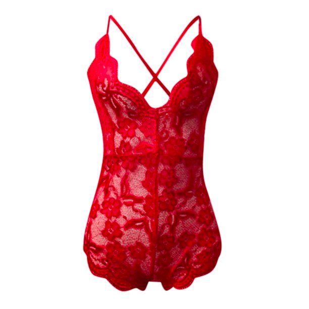 Gibobby Lencería sexy para mujer de mujer Bobysuit Lencería Roleplay Lencería Disfraces de mujer sexy Lencería de encaje a cuadros rojos(Rojo, XXXL)