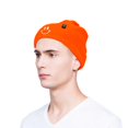 thumbnail image 4 of Dalix Embroidered Smile Face Beanie in Neon Orange, 4 of 5