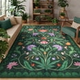 thumbnail image 3 of Lahome Washable 8'x10' Boho Floral Area Rug, Forest Green Rugs for Living Room, Non-Slip Ultra-Thin Soft Vintage Carpet for Bedroom Dining Room Under Table Home Office, Large Area Rugs, Forest Green, 3 of 8