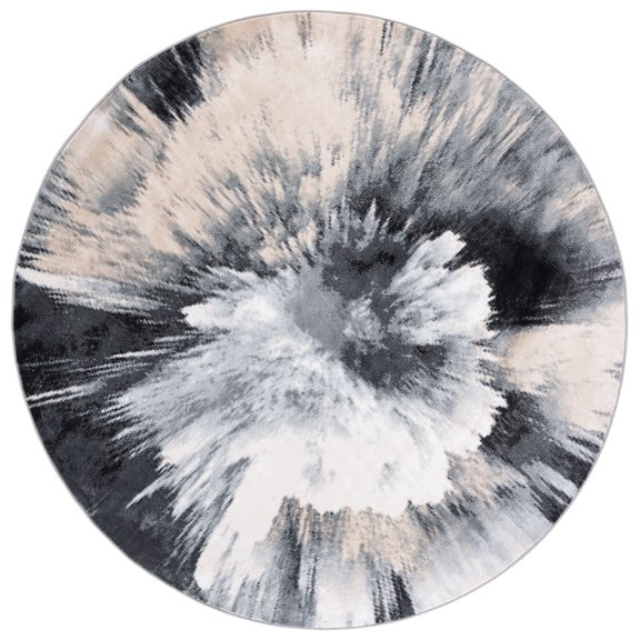 SAFAVIEH Lagoon Elijah Abstract Area Rug, Charcoal/Ivory, 6'7" x 6'7" Round