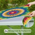 thumbnail image 6 of Rainbow Tie Dye Mandala Pattern Square Fitted Tablecloth with Elastic Edge,Square Table Cover,Washable Elastic Table Cover for Home Kitchen Party Decor 36"x36", 6 of 6
