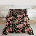 thumbnail image 2 of Homewish Rustic Rose Flower Bedding Comforter Set,Country Plant Twin Comforter Sets,Pink Green Black Bedding Set For Girl Kids,Breathable Home Decor Reversible,2pcs, 2 of 8