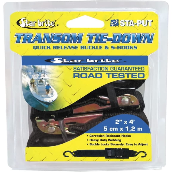Sta-Put 2" Transom Tie Down with Quick Release Buckle, 2-Pack