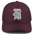 thumbnail image 2 of Daxton Premium Mid Profile Hat Semi Curved Visor Burgundy Cap White Silver Gothic Embroidered, Letter B, 2 of 4