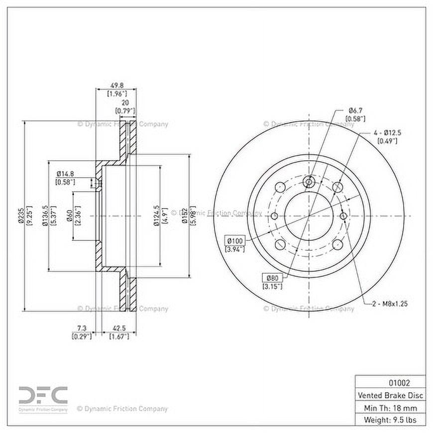 Front Dynamic Friction Company Disc Brake Rotor 600-01002 (1) For 1995-2001 Suzuki Esteem