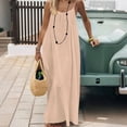 thumbnail image 6 of Backless Cami Dresses for Women Housedress Casual Flowy Maxi Dress Sleeveless Solid Open Back Sundress Big and Tall Size S-5XL Beige, 6 of 9