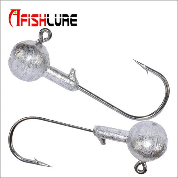 A FISH LURE 5PCS Carbon Steel and Lead Material Carp fishing hook; Hook  Carp Fishing Hook Set Round Shape Ball Jig Head Fishing Tackle Hooks 