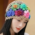 thumbnail image 4 of Prolriy Hats for Women Vintage Handmade Embroideried Cotton Crochet Knit Hollow Out Floral Knit Hat Womens Hats Khaki, 4 of 9