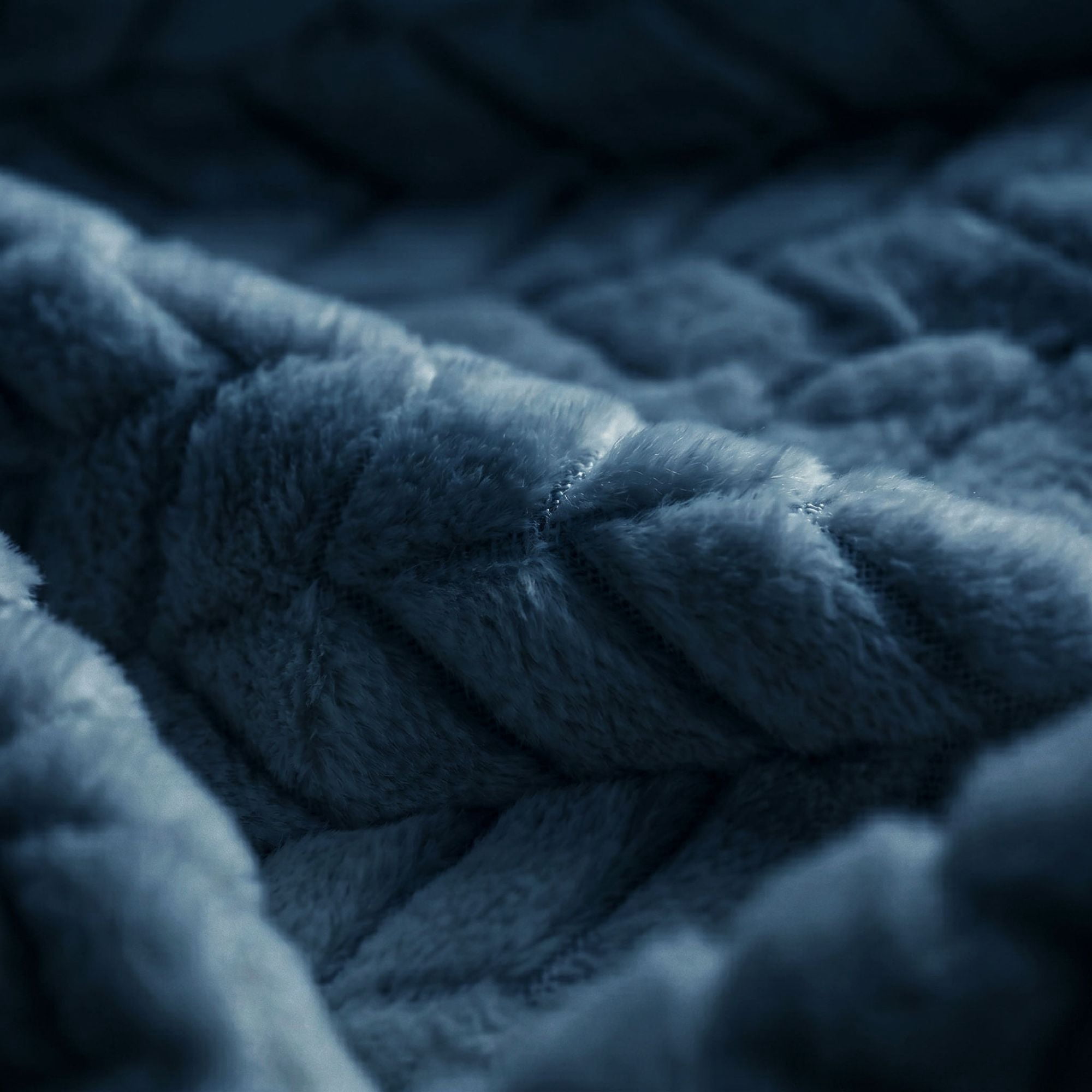 Superior Hope Herringbone Fluffy Fleece Blanket, Full Queen Size, Navy Blue
