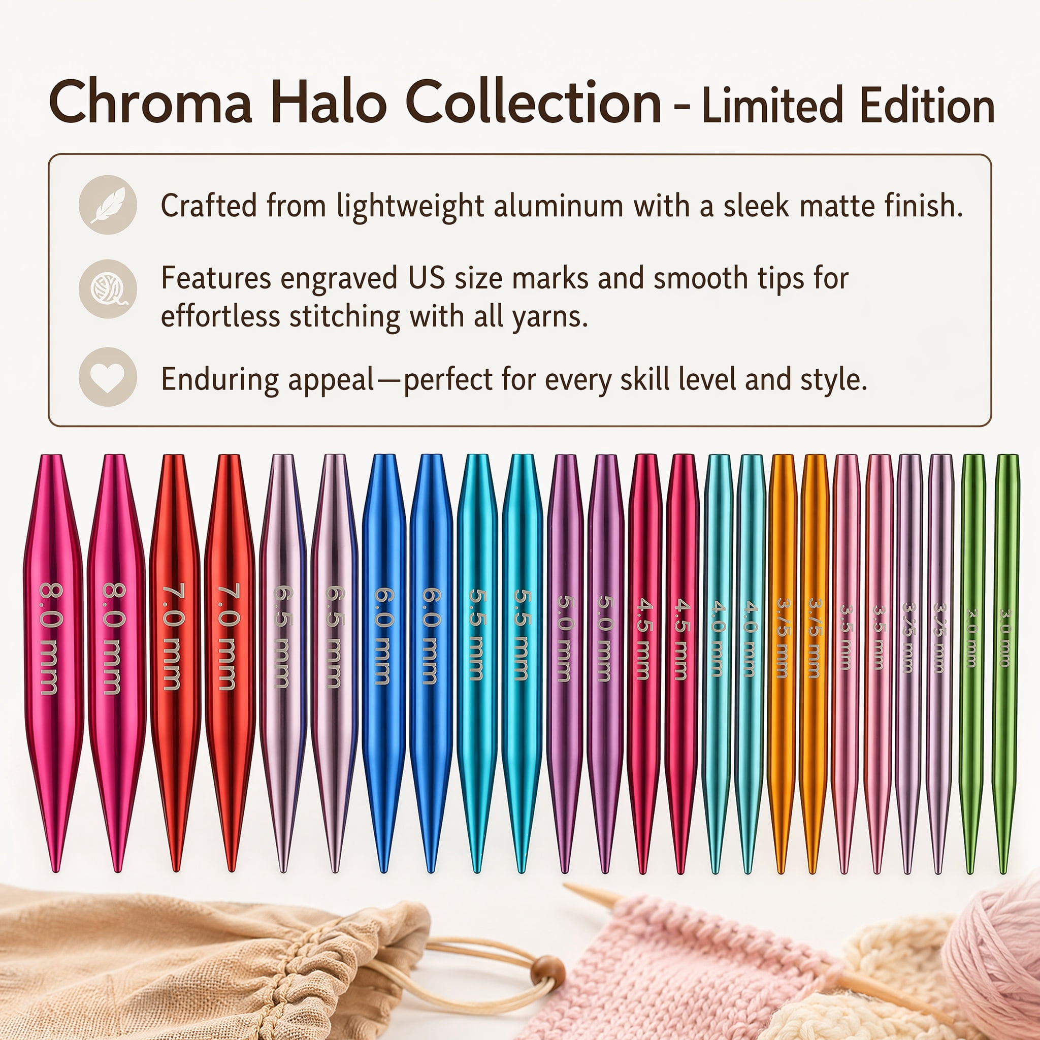 Short Interchangeable Knitting Needles Set, 2-Inch Circular Needles Kit with 12 Sizes and and Flexible Cables for Socks, Hats and Sweaters