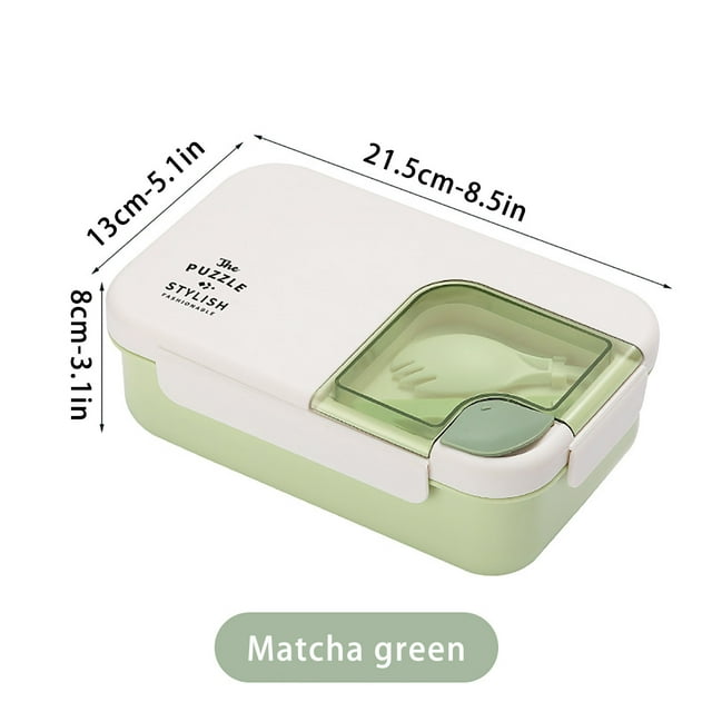 Lunch Box Keeps Food Hot Rectangular Four-Button Plastic Lunch Box Double-Layer Microwaveable Student Lunch Box Office Worker Portable Tableware Lunch Box Fit and Fresh Lunch Box