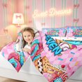 thumbnail image 3 of meiyoeat Graffiti 67 Number Baseball Twin Bedding for Girls, Sprinkle Dessert Drip Bedding Comforter Set, Polkadot Reversible, 7 Pieces, 3 of 6
