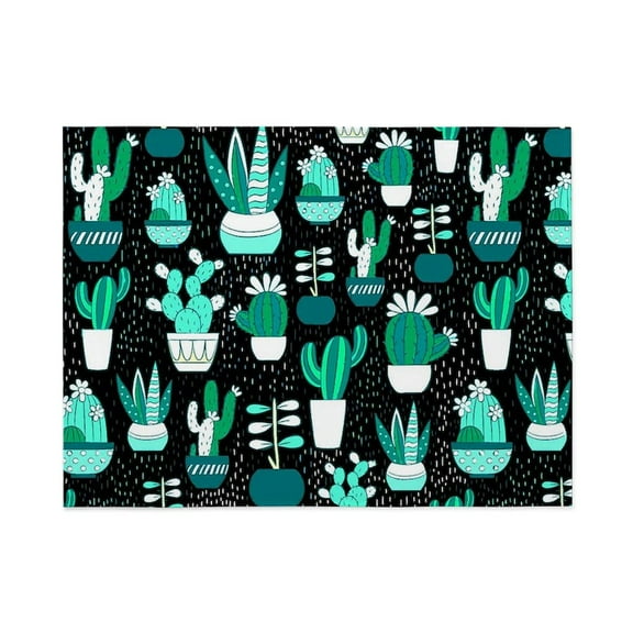 CafePress - Cute Floral Cactus Pattern - Large Plush Fleece Throw Blanket, 80" L x 60" W