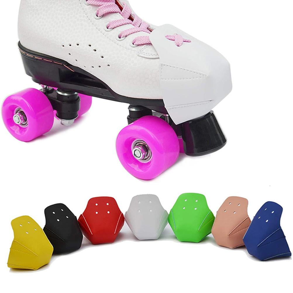 2 Pcs Roller Skate Toe Guards PU Leather Toe Cap Guards Protectors with 4 Holes 