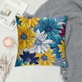 thumbnail image 2 of PRATYUS Navy Blue Teal and Yellow Grey Throw Pillow Covers Elegant Dahlia Flower Outdoor Decorative Pillows Cover Summer Floral Pillowcase Square Cushion Cover for Bed Couch Sofa Decor 22x22in, 2 of 5