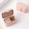 thumbnail image 1 of Soft PU Travel Jewelry Organizer with Multi Compartment, Scratch-Resistant Lining, Portable & Space-Saving for Necklaces Rings Earrings, Compact Case for Vacation Business Trips, 1 of 5