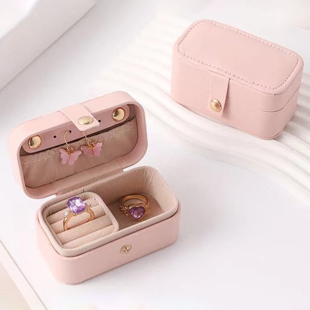 Organizador de joyas portátil para almacenamiento, contenedores de viaje de PU para joyas