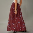 thumbnail image 5 of WULMLEO Long Skirts for Women Trendy Boho High Waisted Maxi Skirts with Pockets Floral Flowy Beach Vacation A Line Skirt Vermilion M, 5 of 5