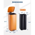 thumbnail image 6 of 8 Gallon Kitchen Trash Can, Stainless Steel Garbage Can with Lid and Inner Bucket, Step-On Square Trash Bin for Home Office Bedroom Bathroom Laundry Room - Orange, 6 of 6