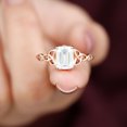 thumbnail image 4 of Rosec Jewels Moissanite Solitaire Celtic Knot Engagement Ring (D-VS1 Grade, 6x8 mm Emerald Cut), 18K Rose Gold, US 11.00, 4 of 8